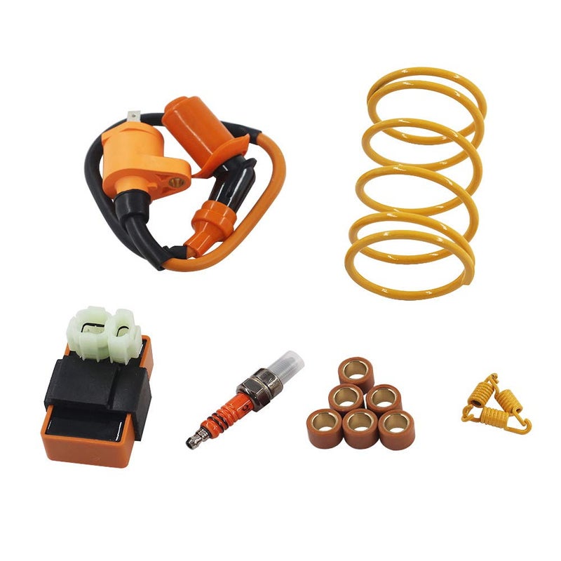 KYMLAA GY6 Cylinder Rebuild Kits Kymlaa 100cc Big Bore Kit for 69mm Valve 49CC 50CC 139QMB Moped Scooter Engine 50mm Bore Upgrade Set with 6pin Racing CDI Ignition Coil Performance Spark Plug Clutch Spring - Image 3
